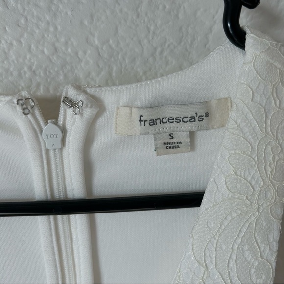 Francesca's Collections Off White V-Neck Bride, Semi, Formal Sheath Mini Dress - Picture 4 of 8
